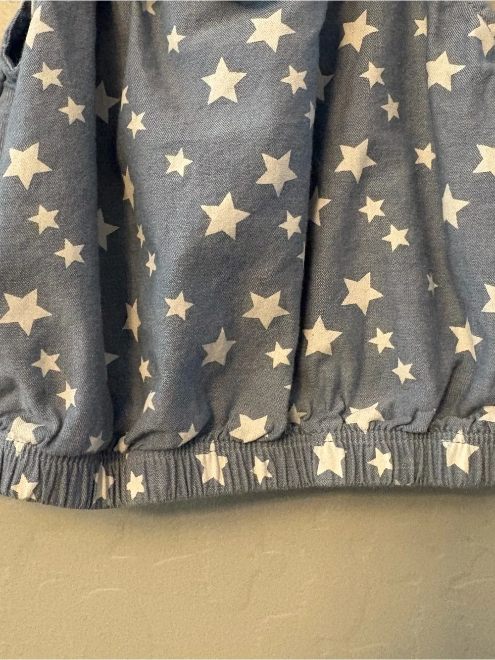 Tommy Hilfiger baby girls chambray with white stars ruffle top/short set 18 mon